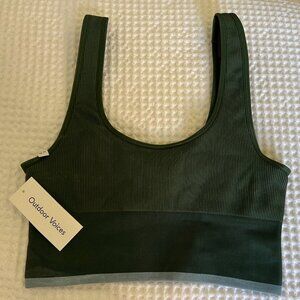 Outdoor Voices Pine Seamless Rib Longline Bra Small